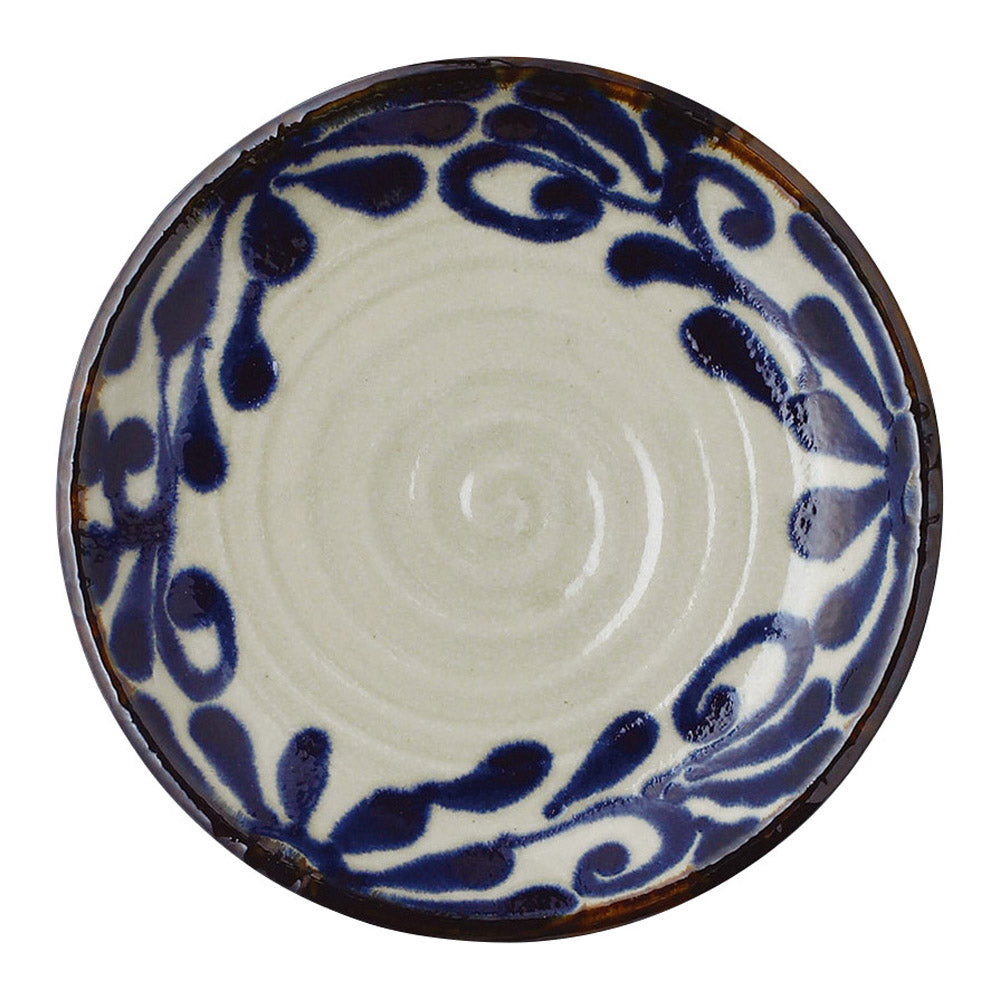 Ryukyu Ruri Karakusa Plate - Medium